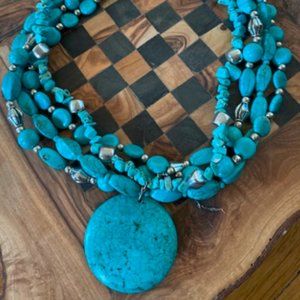 NWOT Bold Four Strand Turquoise Necklace
